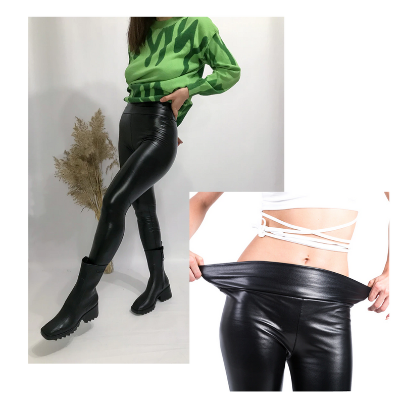 Pantaloni in ecopelle a vita alta