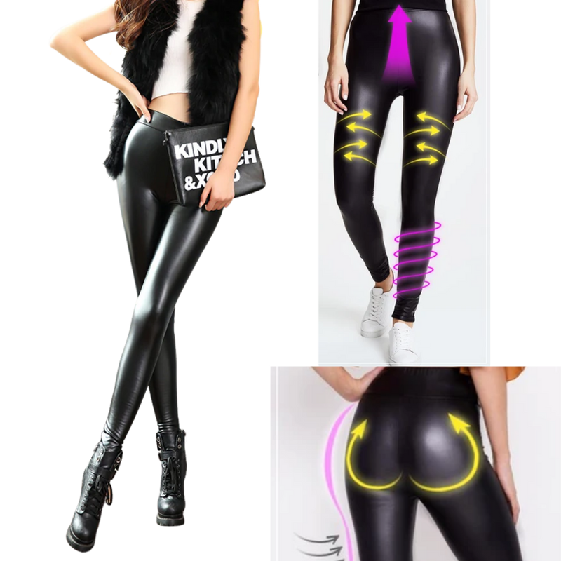 Pantaloni in ecopelle a vita alta